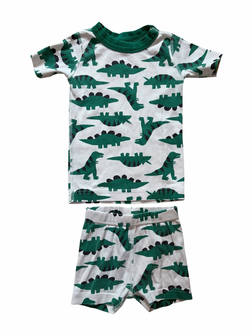 Hanna Andersson Boys Dino Pajama Set Size 4 Green T-Rex Organic Cotton